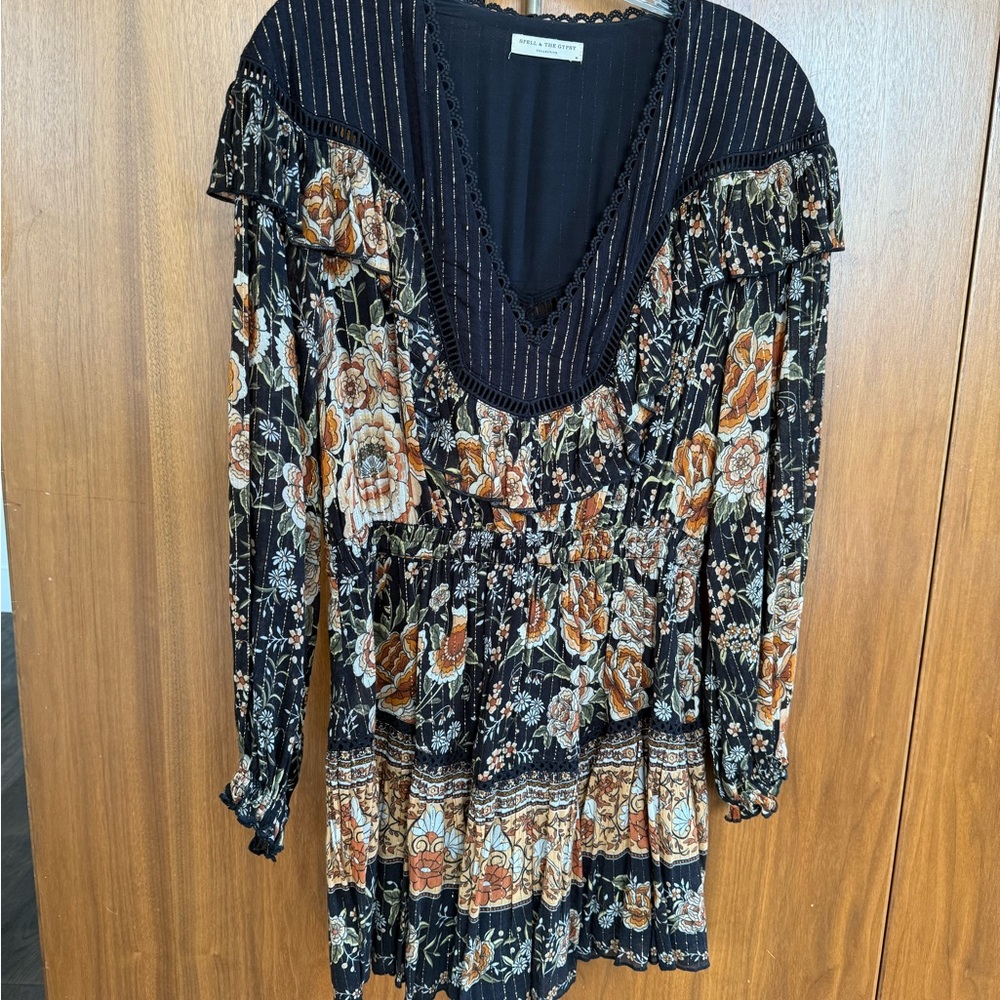 Spell Black and Orange Floral Blouse